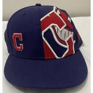 Cleveland Indians New Era Kids 9Fifty Blue Big Logo Fitted Hat Cap Size 6 3/4